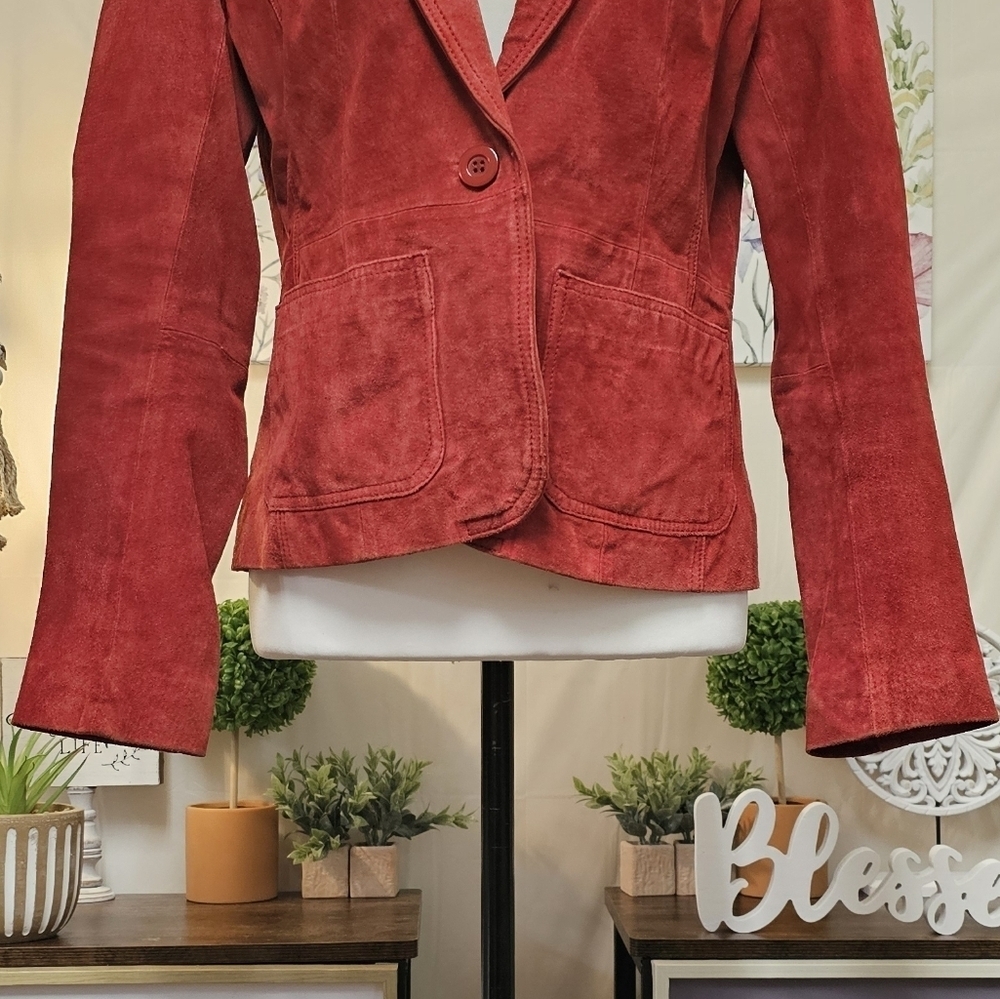 NEW YORK & COMPANY (STYLE.CN040071) GENUINE LEATHER SUEDE SINGLE BREASTE… - Picture 6 of 16